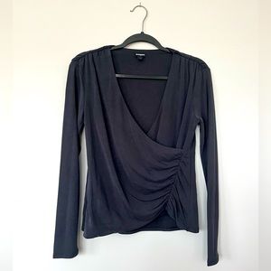 NWOT EXPRESS dark gray wrap top size S